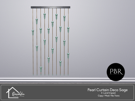 Second Life Marketplace - OMAHKU - Pearl Curtain Deco Sage (LAZYSUNDAY)